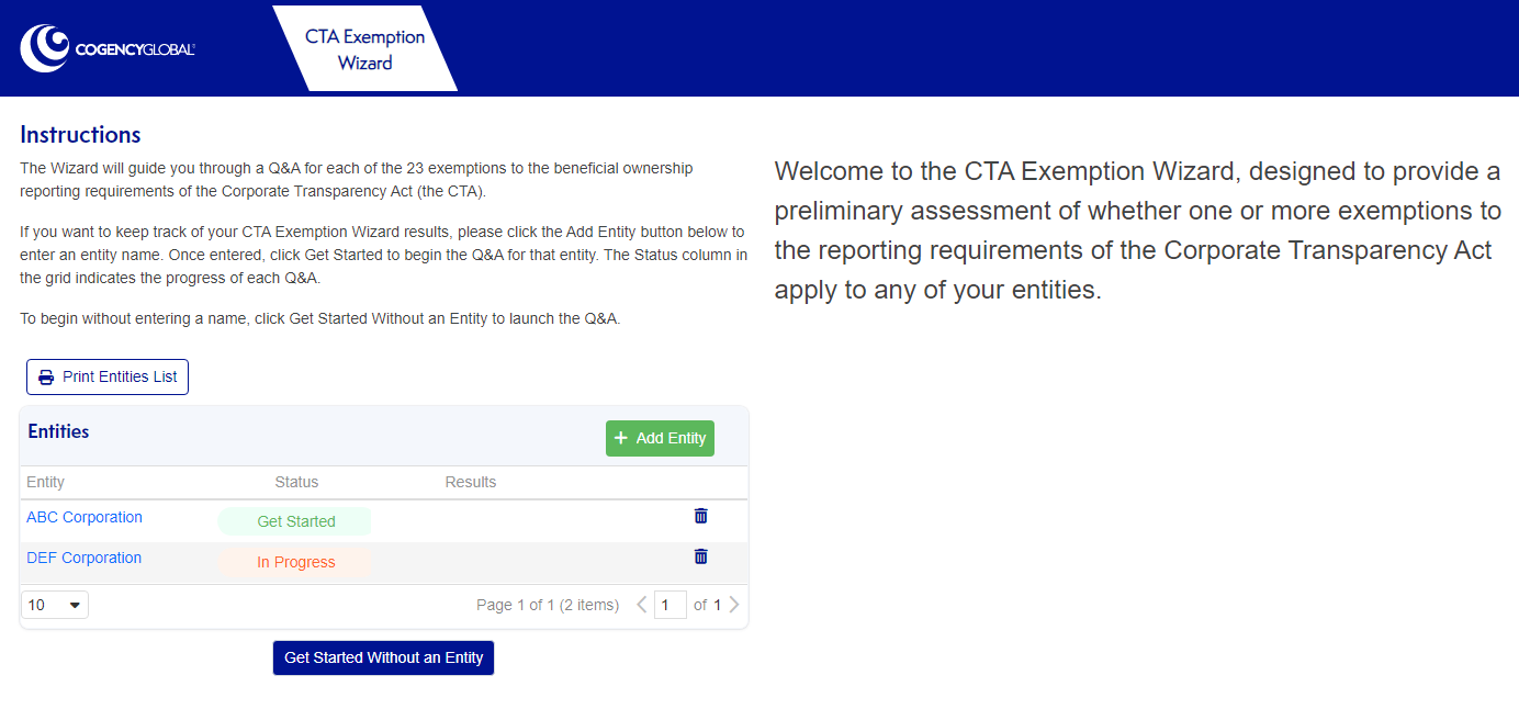 Introducing the Corporate Transparency Act Exemption Wizard